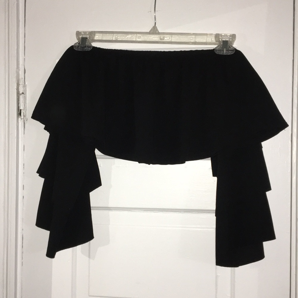 Black Off Shoulder Crop Top